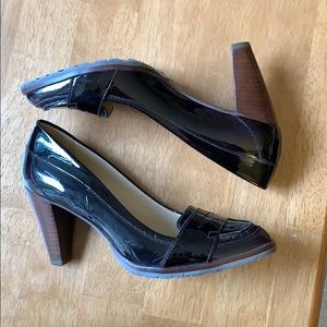 Cole Haan patent pumps.